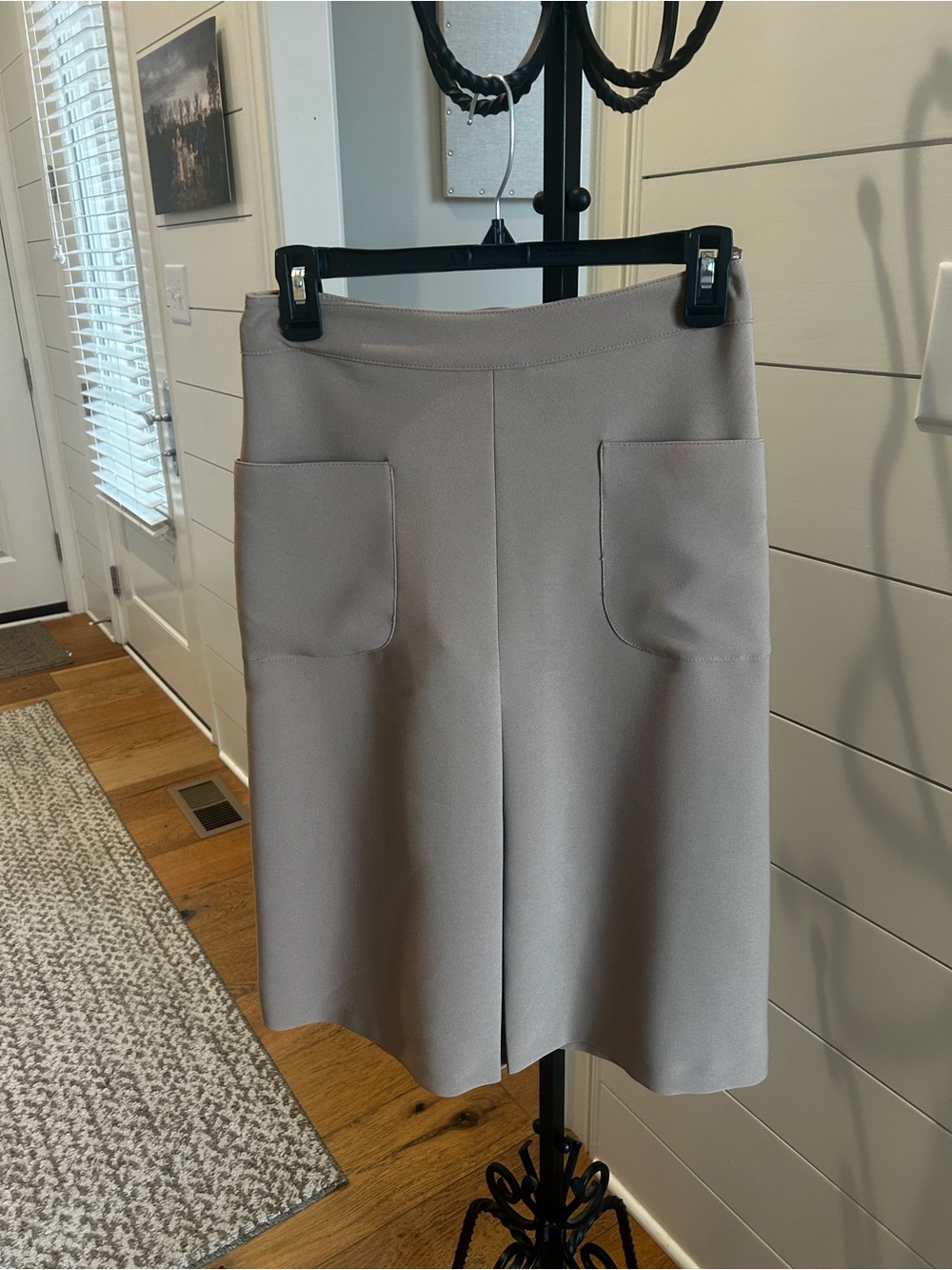 Miss Selfridge Taupe Midi Skirt with Front Patch Pockets